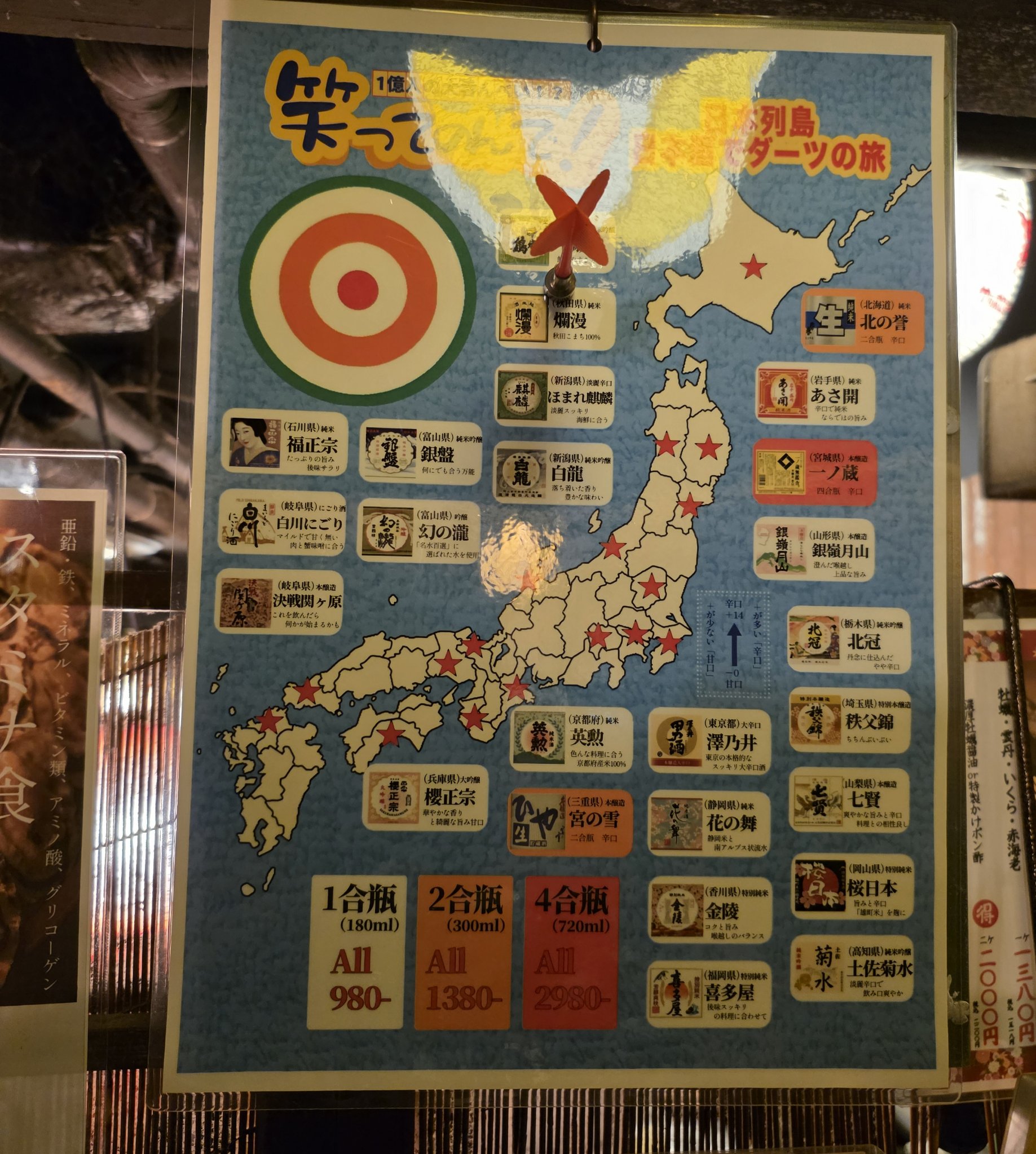 店内ポスター：日本列島 日本酒でダーツの旅